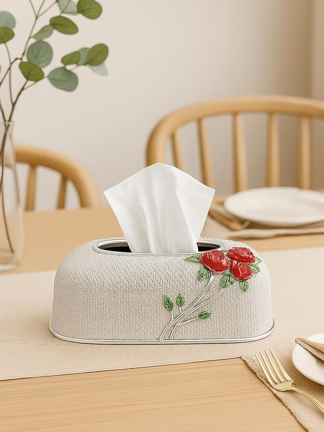 Extreme Karigari Silver-Toned Tissue Box Holder