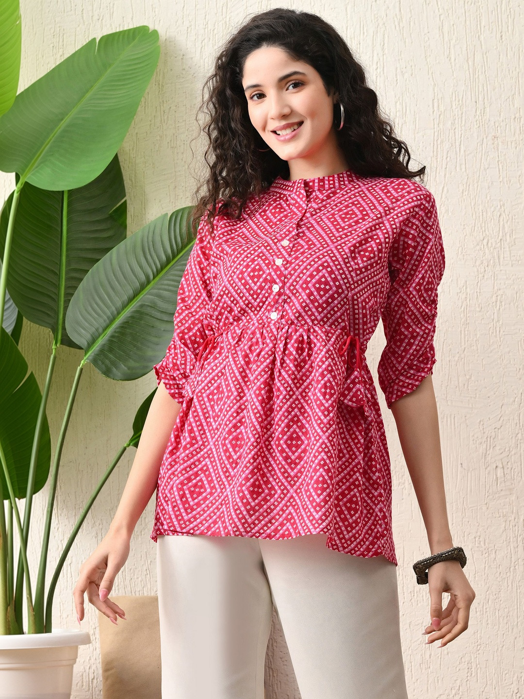 Ashvy Geometric Printed Pure Cotton Empire Anarkali Kurti
