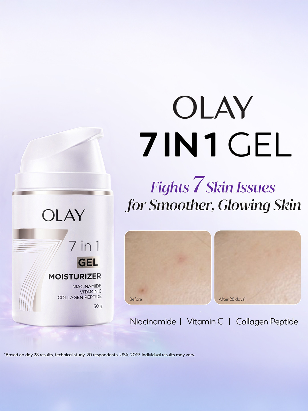 Olay 7in1 Lightweight Gel Moisturizer with Niacinamide Vit C & Collagen Peptide - 50g
