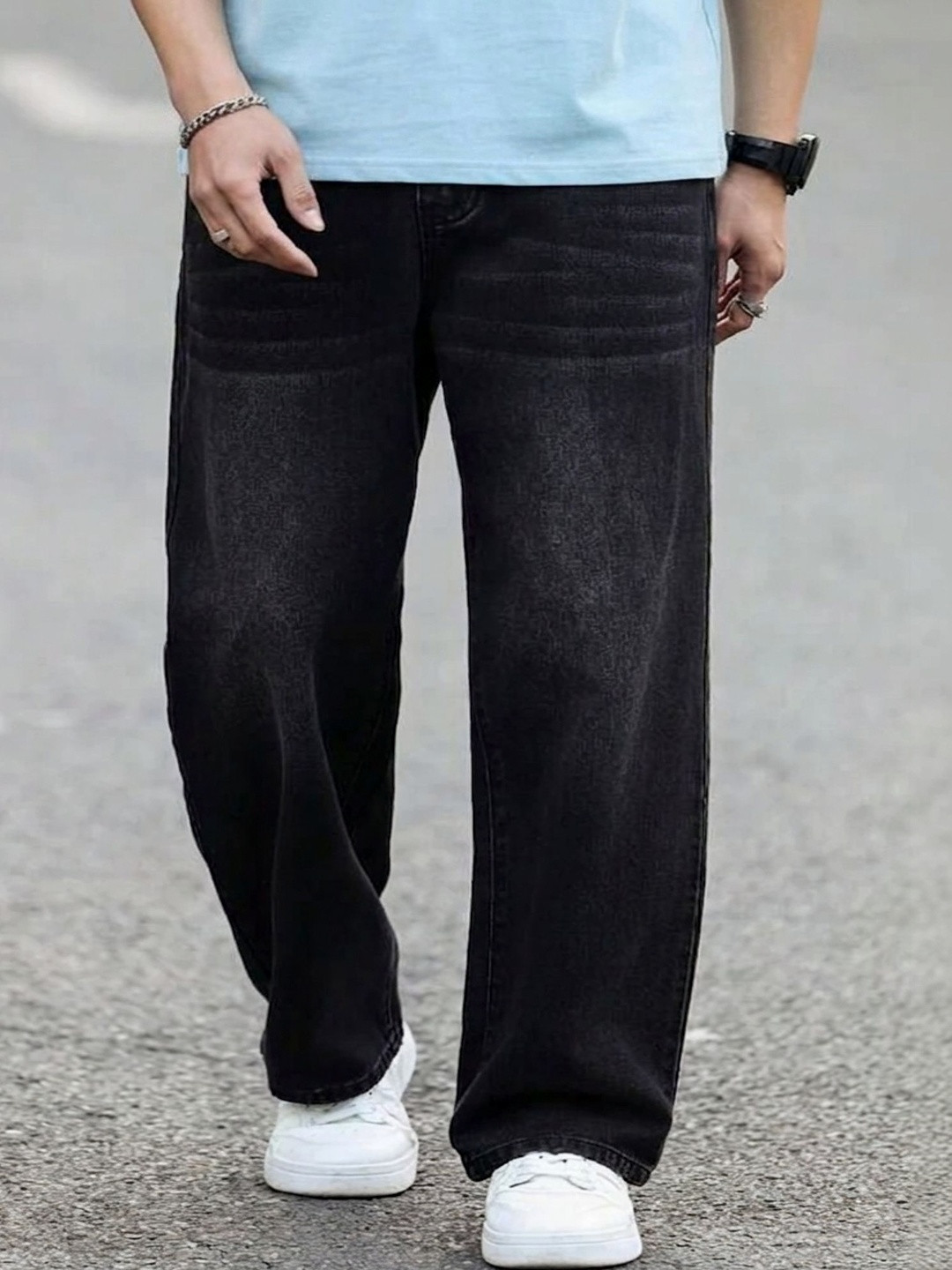 PINKLIT Men Straight Fit Mid-Rise Light Fade Jeans