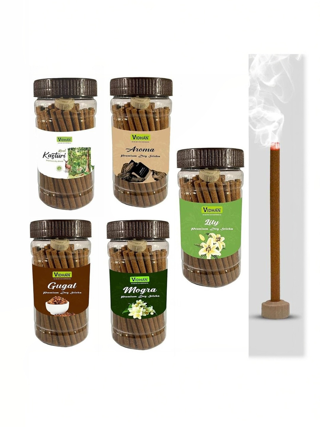 vidhan 5-Pcs Brown Wooden Scented Pooja Dhoop Sticks