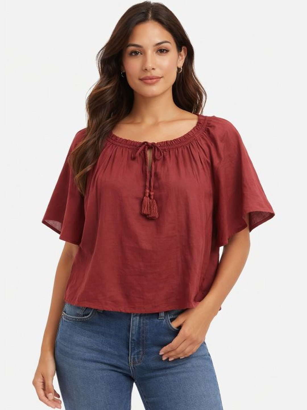 NoBarr Flared Sleeve Bohemian Cotton Top
