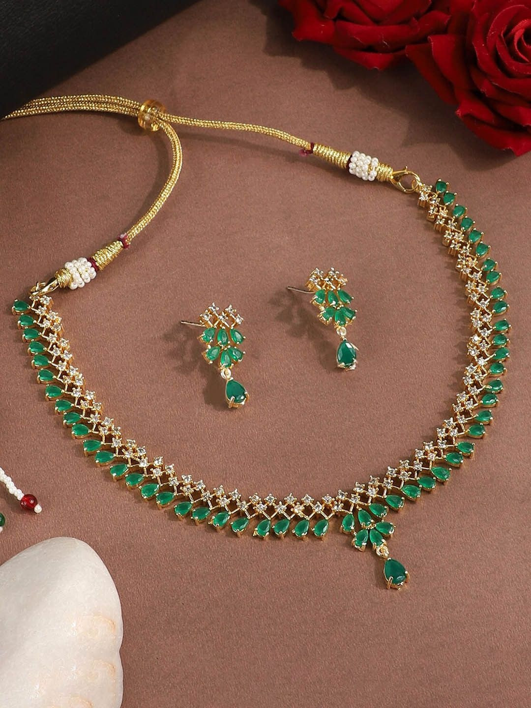 StileAdda Gold-Plated AD-Studded Jewellery Set