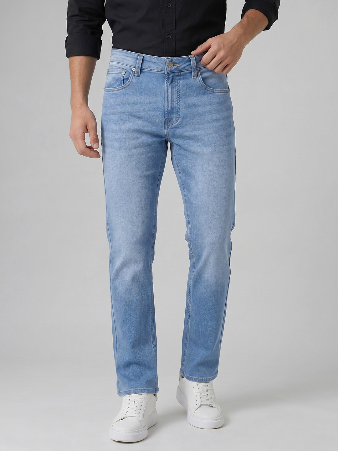 Spykar Men Ricardo Mid Rise Straight Fit Light blue Jeans