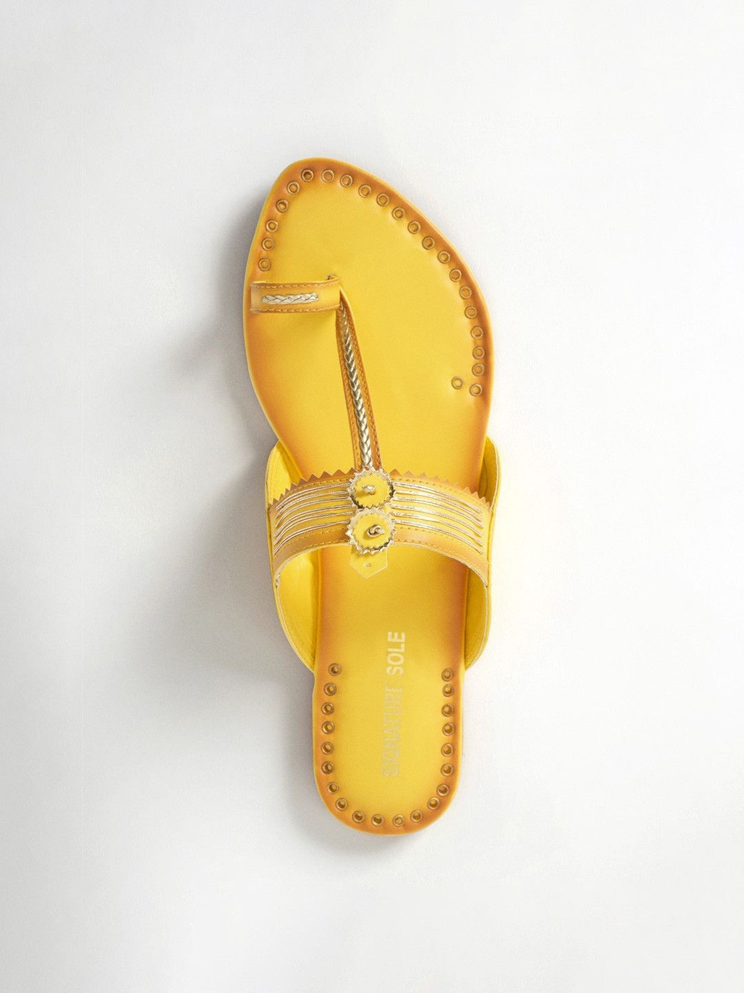 Signature Sole Yellow Ethnic Craft Flat Sandal