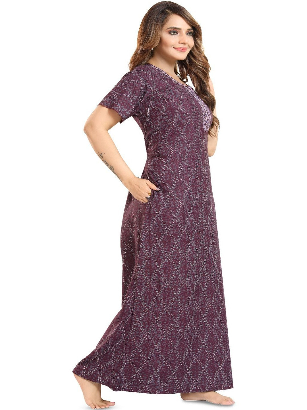 TRUNDZ Embroidered Maxi Nightdress