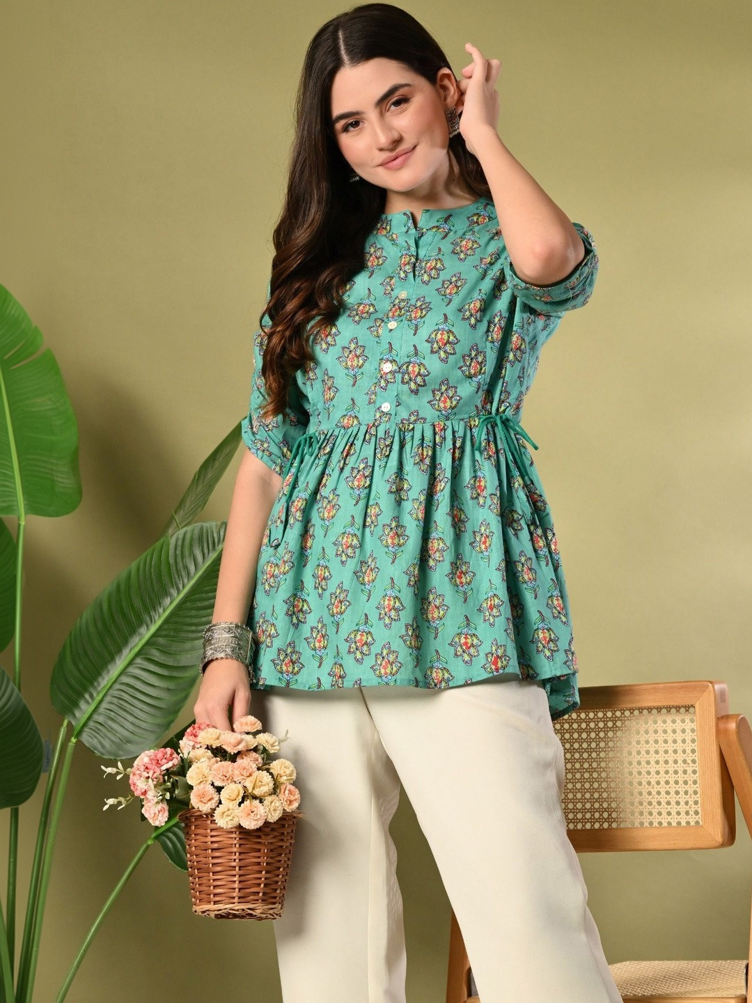 Ashvy Floral Printed Pure Cotton Empire Kurti