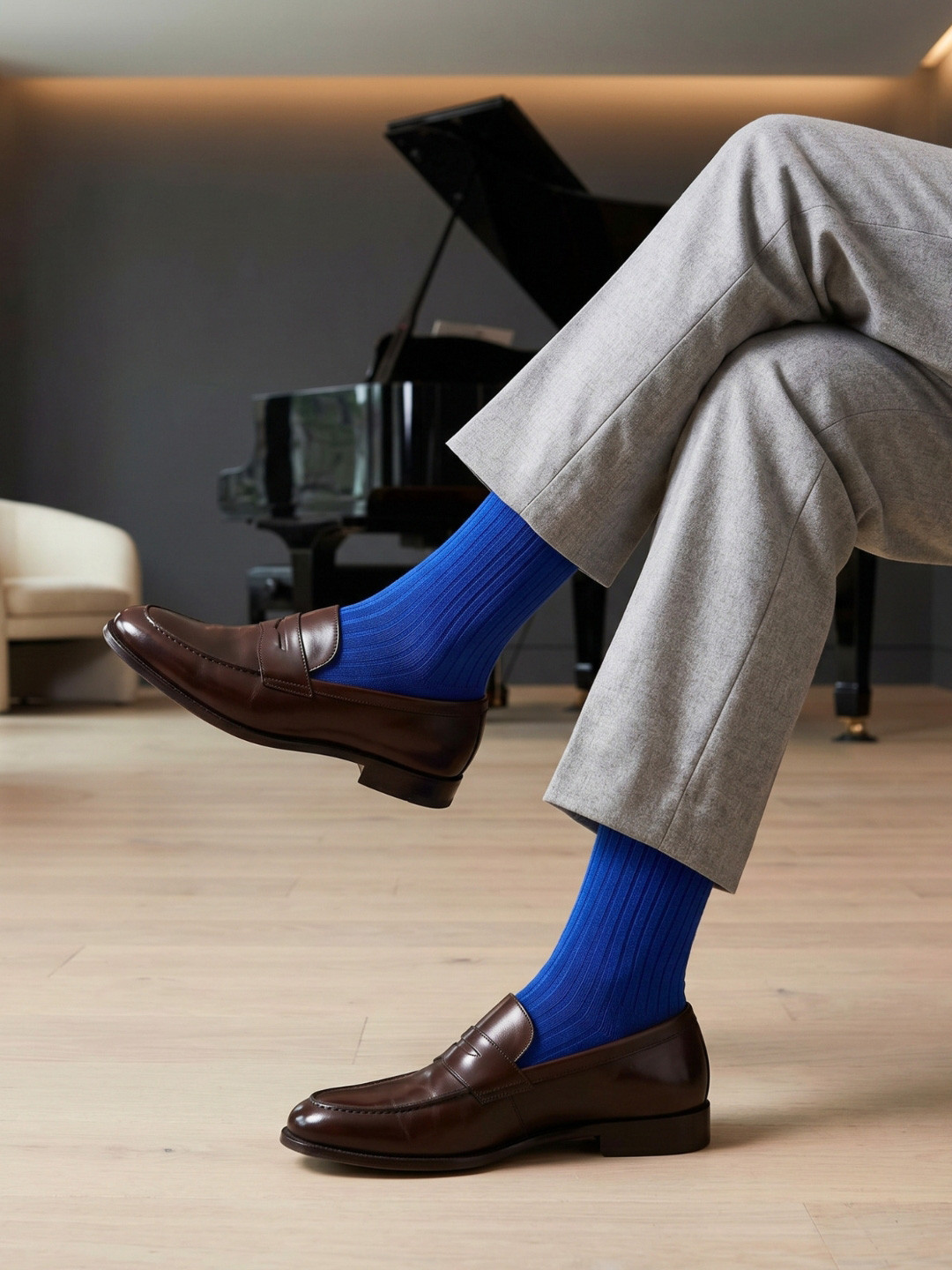 Dynamocks Unisex Blue Solid Calf-Length Anti Bacterial Socks