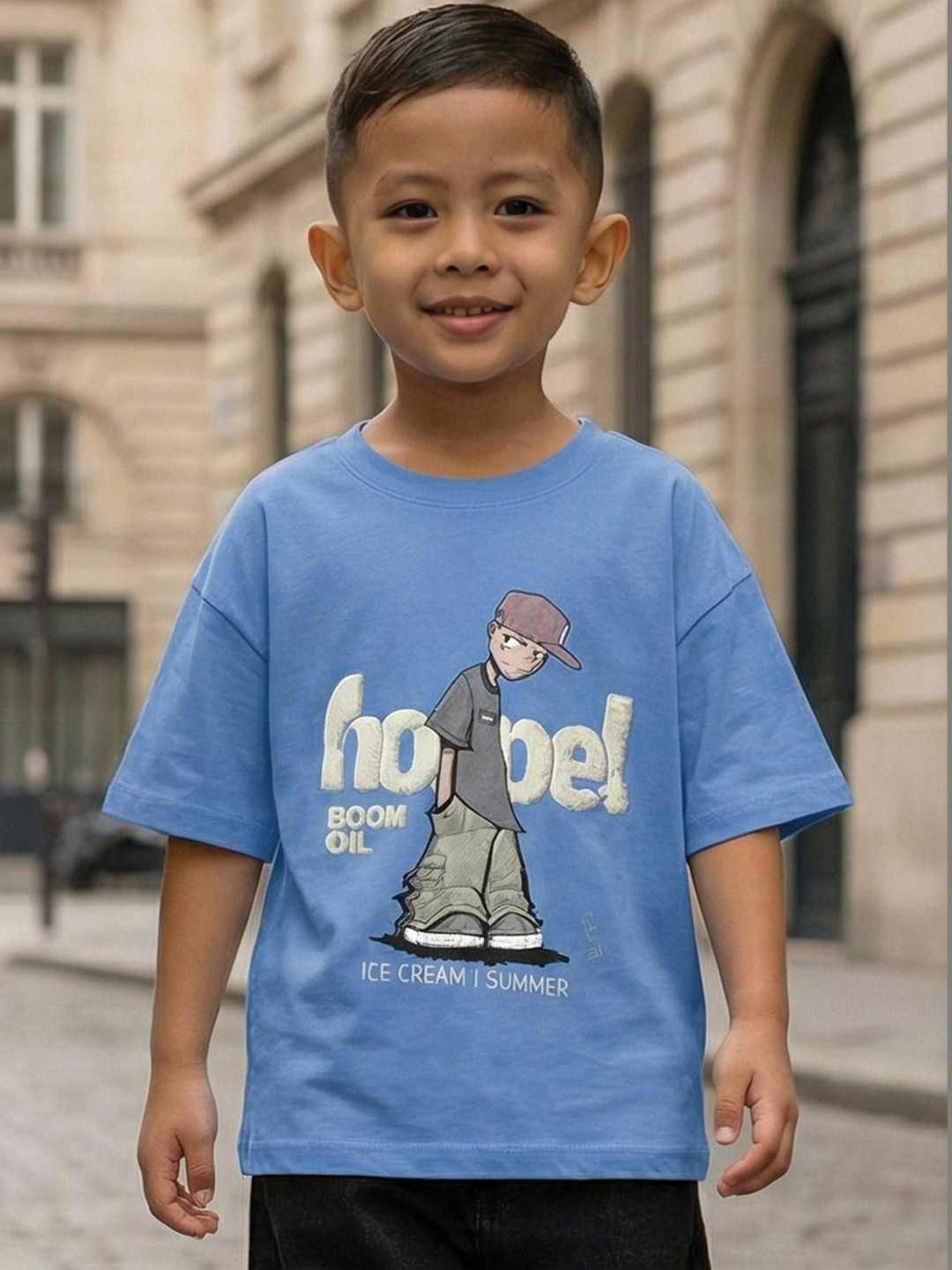 CODEZ Boys Printed Drop-Shoulder Sleeves T-shirt