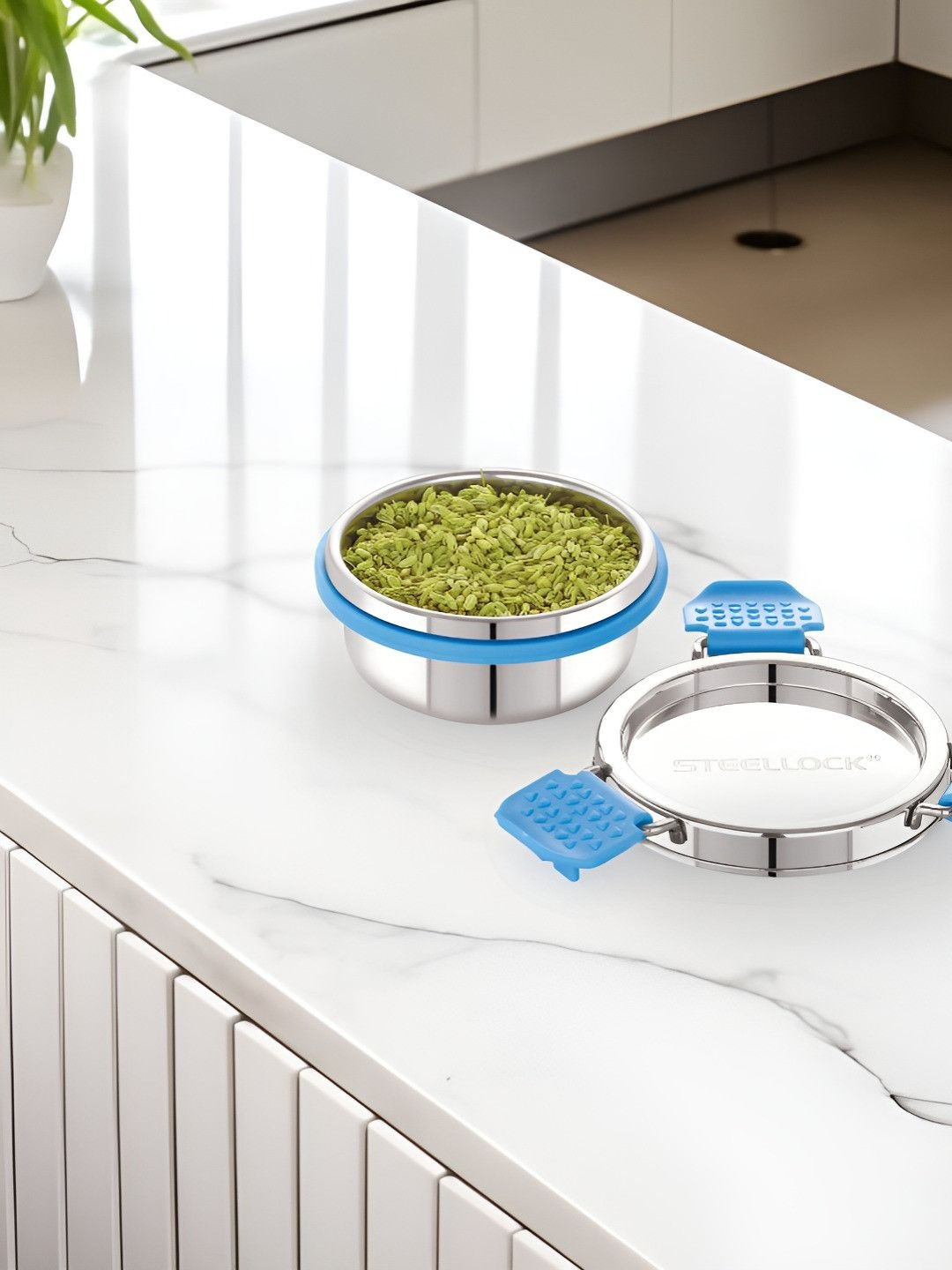 STEELLOCK Silver-Toned Stainless Steel Air Tight Lunch Box