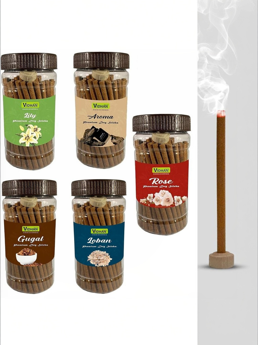 vidhan 5-Pcs Brown Wooden Scented Pooja Dhoop Sticks