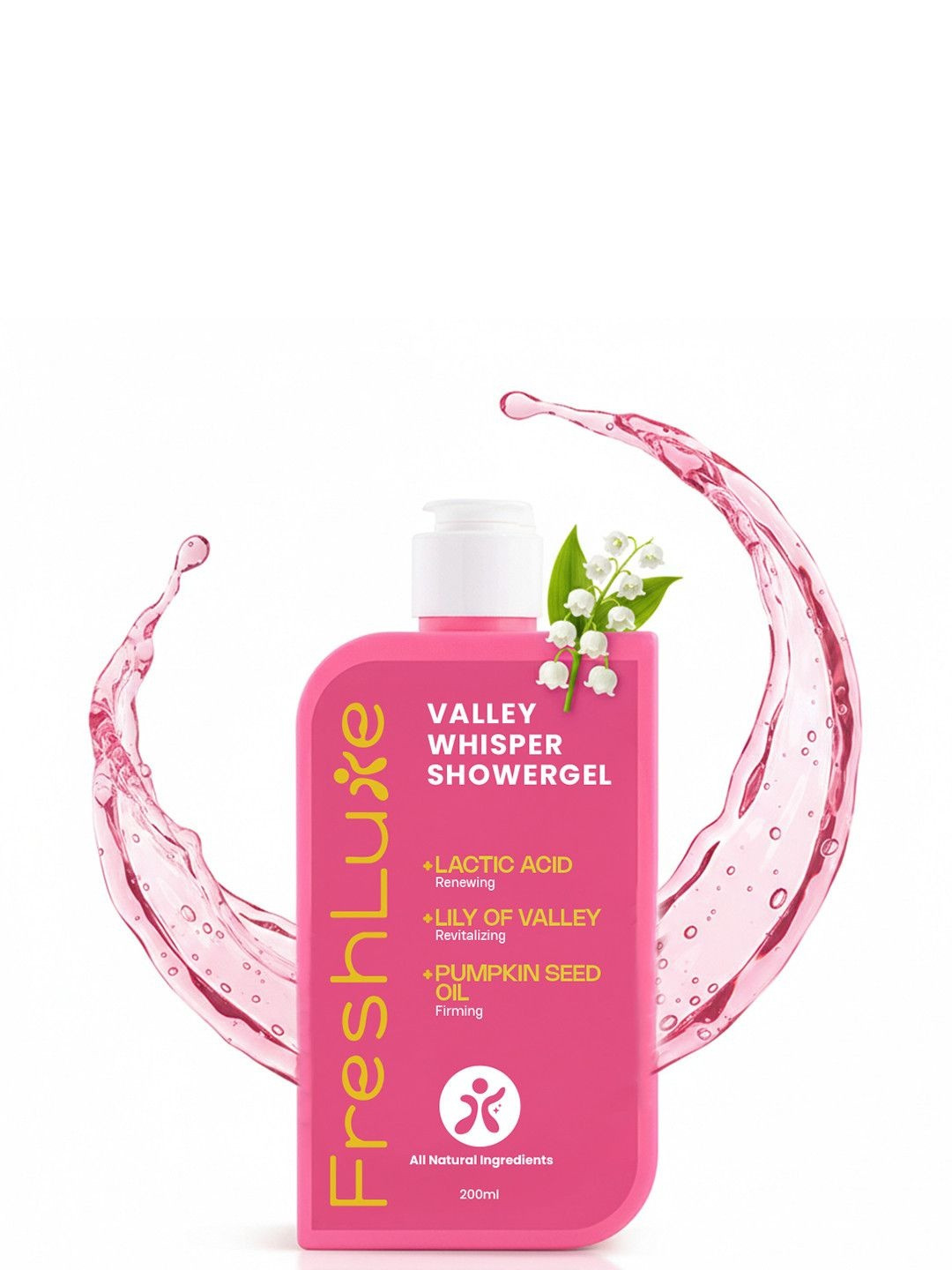 Freshluxe Valley Whisper Shower Gel with Lactic Acid for Exfoliation & Brightening 200 ml
