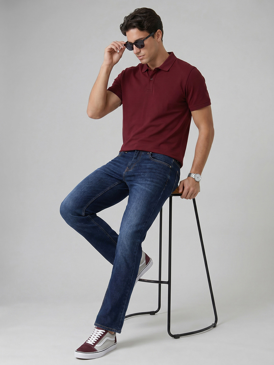 Spykar Men Ricardo Mid Rise Straight Fit Dark blue Jeans