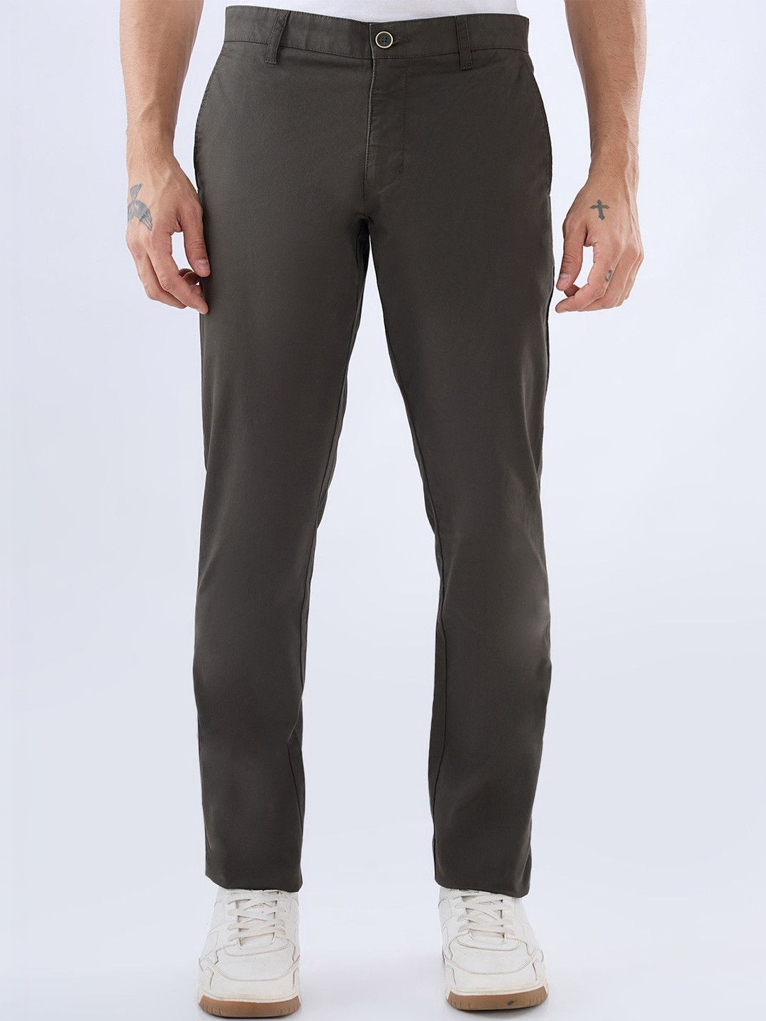 Parx Men Tapered Fit Low-Rise Trousers