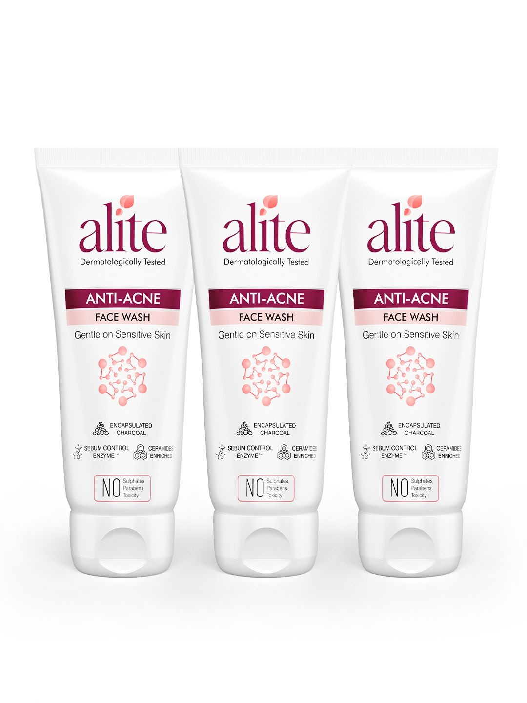 Alite Set of 3 Anti-Acne 5-in-1 Action Face Wash with Charcoal for Acne-Free Skin 70g Each