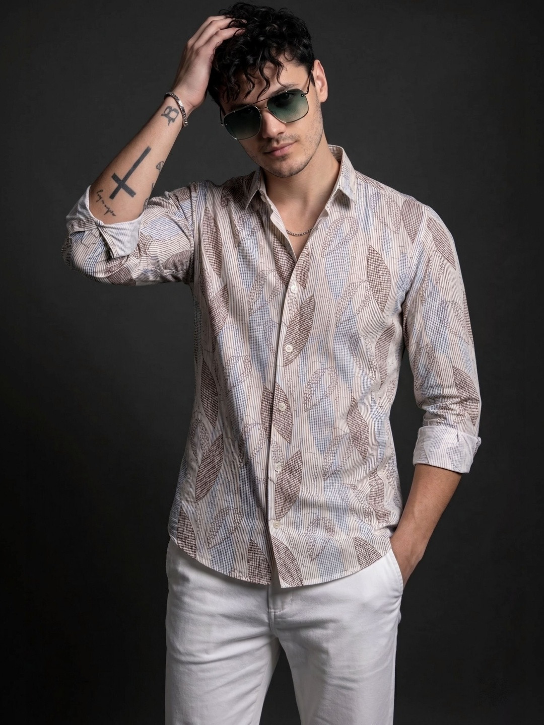 Moda Rapido Men Graphic Printed Long Sleeves Casual Shirt