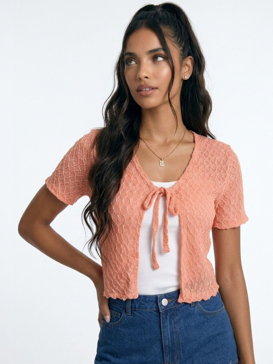 glitchez Women Crop Tie-Up Shrug