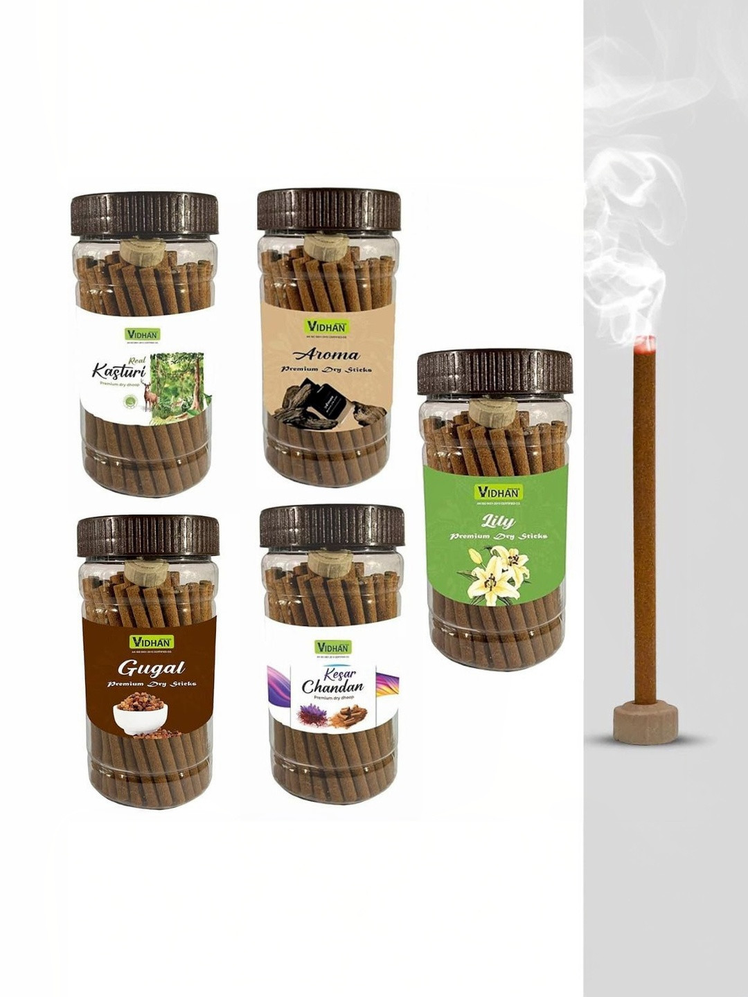 vidhan 5-Pcs Brown Wooden Scented Pooja Dhoop Sticks