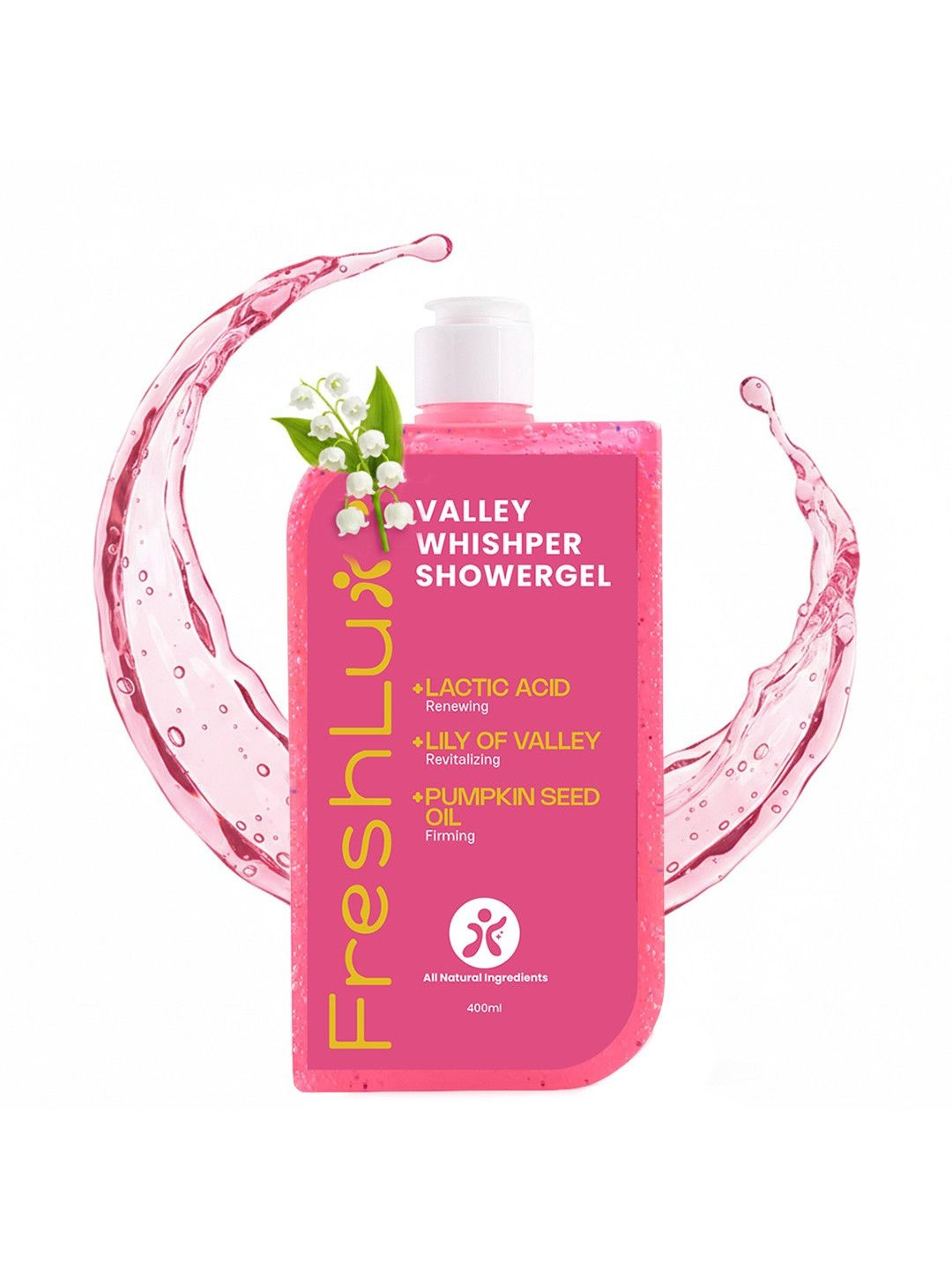 Freshluxe Valley Whisper Shower Gel with Lactic Acid for Exfoliation & Brightening 400 ml