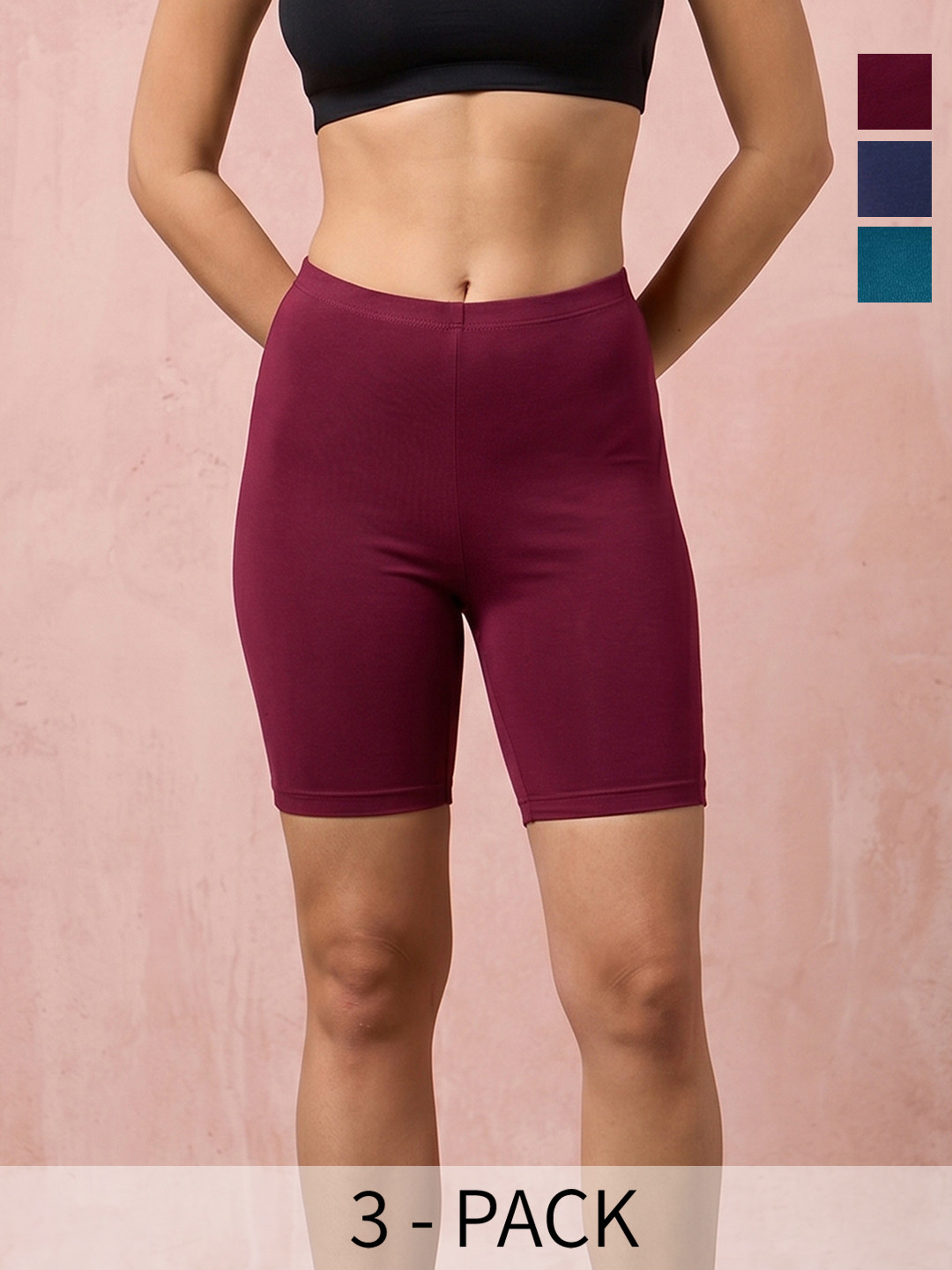 EMI Women Pack of 3 High Rise Cycling Shorts