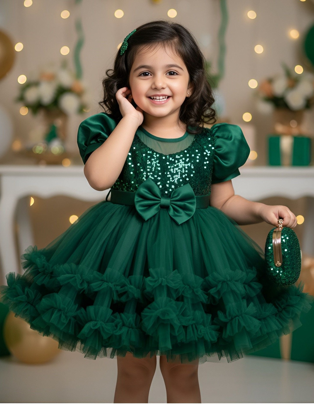 FOSTRIC Puff Sleeve A-Line Dress