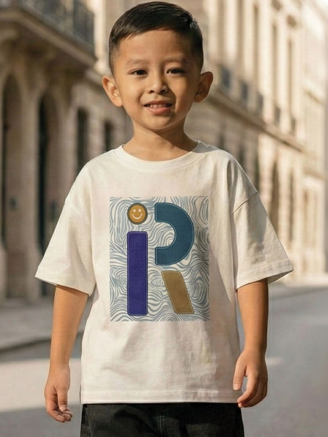 CODEZ Boys Printed Drop-Shoulder Sleeves T-shirt