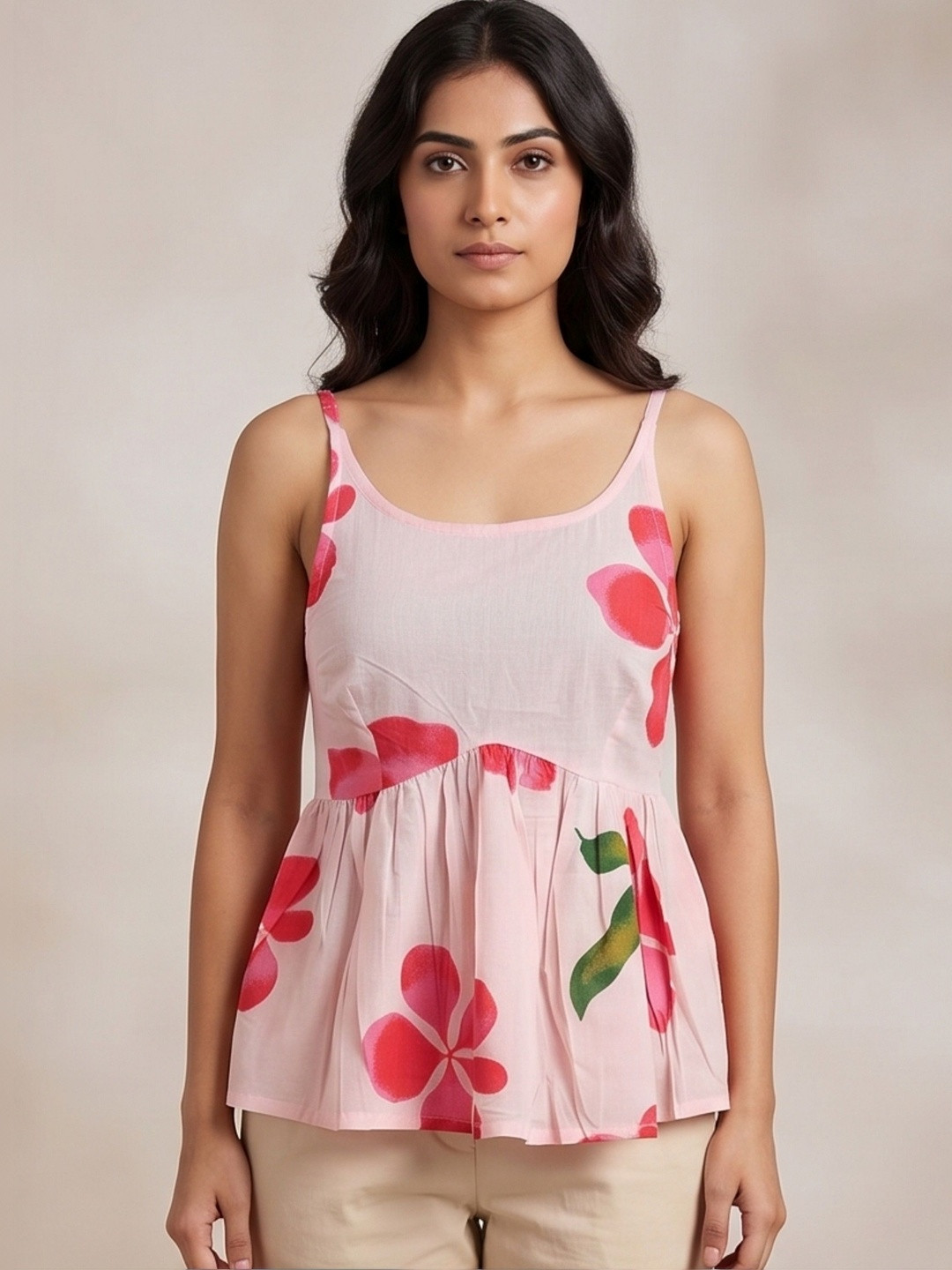 MAAND Floral Print Cotton Top
