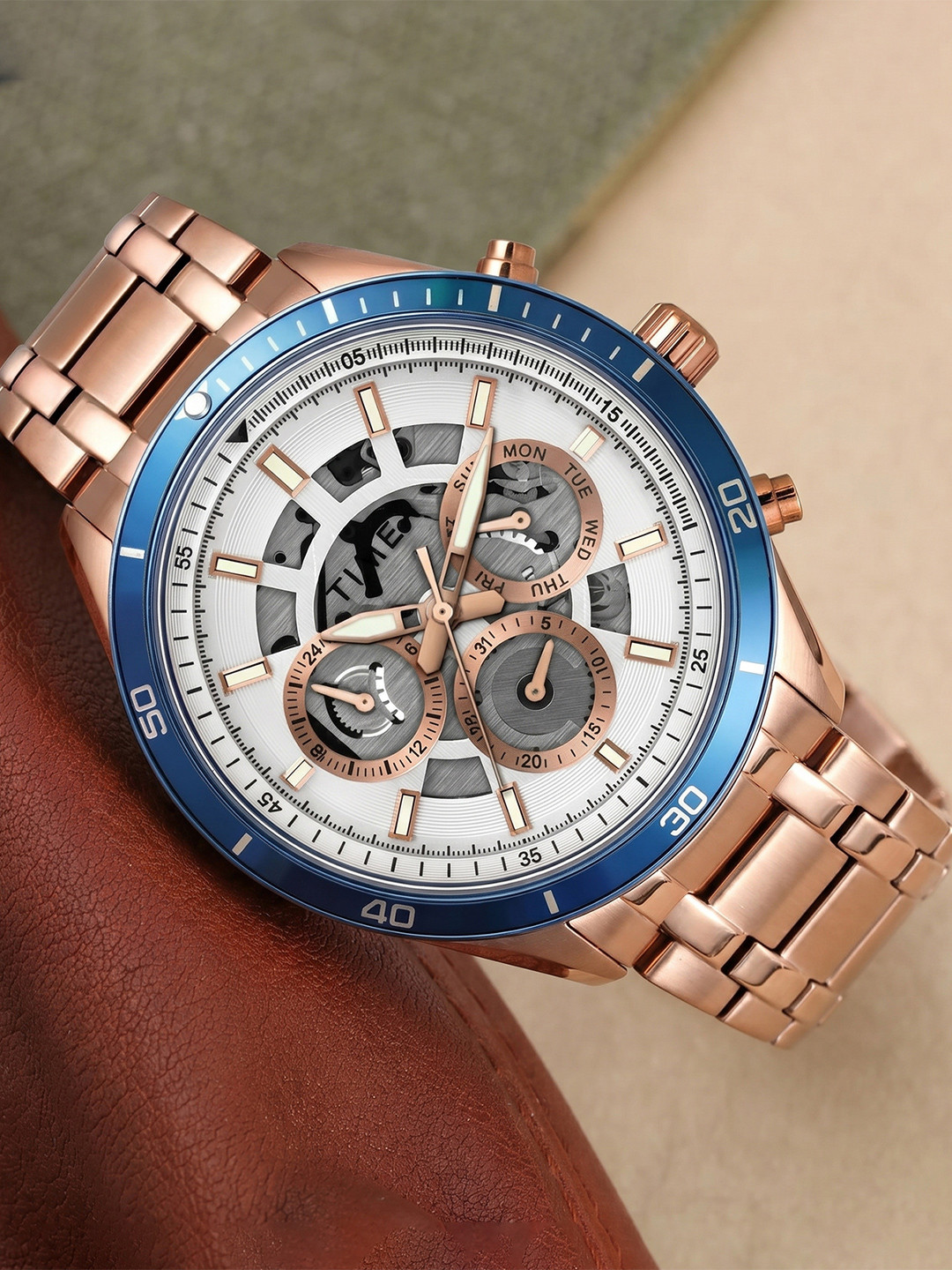 Timex Men White & Silver-Toned Skeleton Analogue Watch TWEG15219