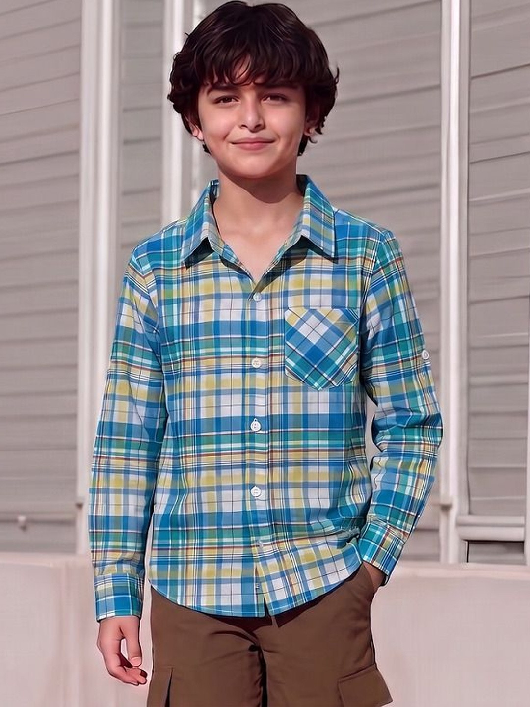 Fraus Boys Gingham Checks Checked Casual Shirt