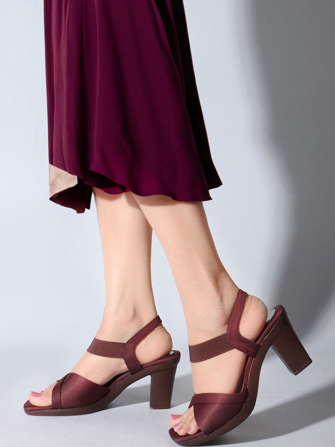 Simplex Footwear Textured Block Heel Sandals