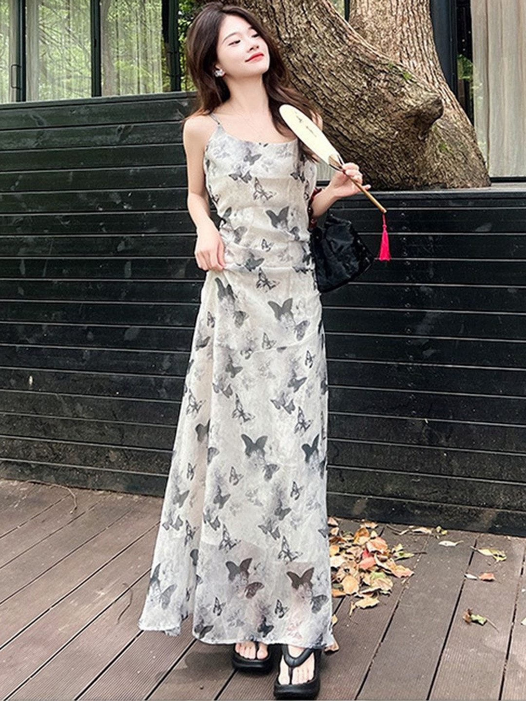 Suo Print Crepe A-Line Maxi Dress