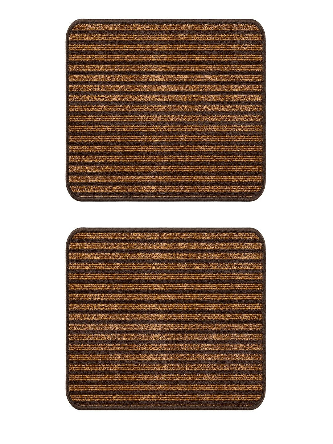 Status Beige & Brown Striped Anti-Slip 2-Pcs Doormats