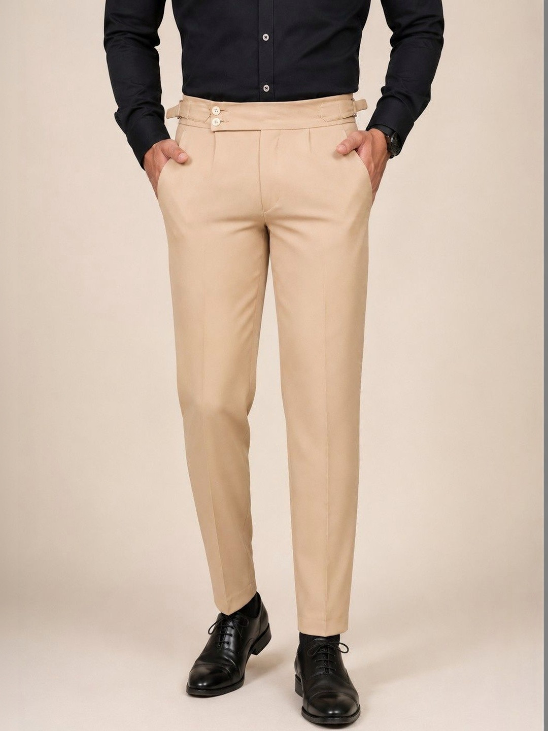 el cielo Men Tailored Wrinkle Free Pleated Gurkha Pant - Image 1