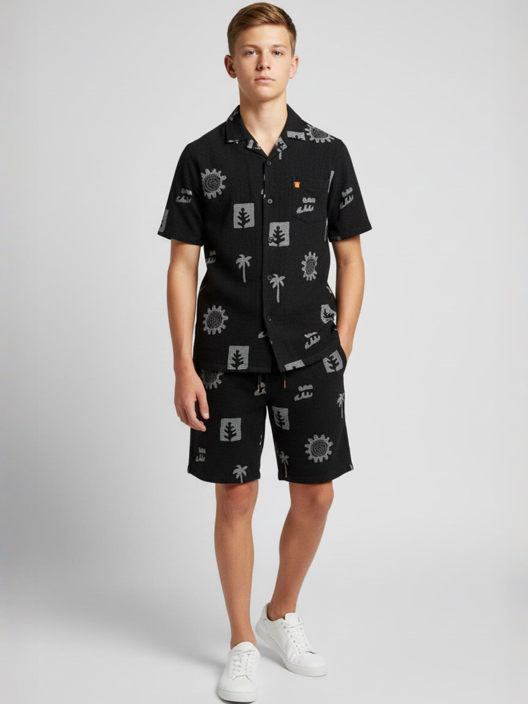 URBANBOYS CLUB Tropical Printed Shirt with Shorts