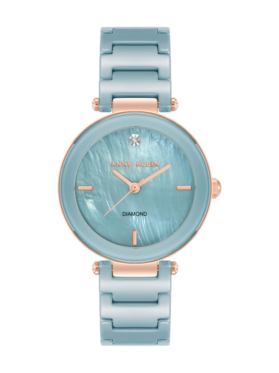 ANNE KLEIN Women Brass Mother of Pearl Dial & Ceramic Bracelet Style Straps Analogue Watch AK 1018RGAQ