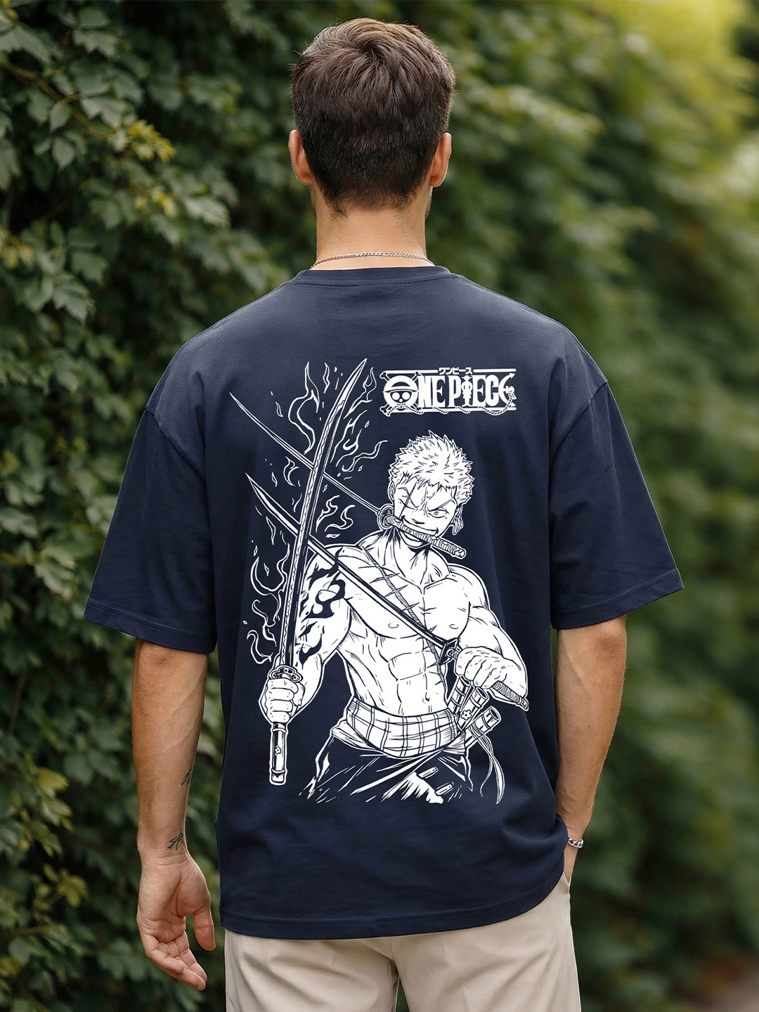 BENNY BROOKS Men Navy Round Neck Half Sleeve Oversized Tshirt