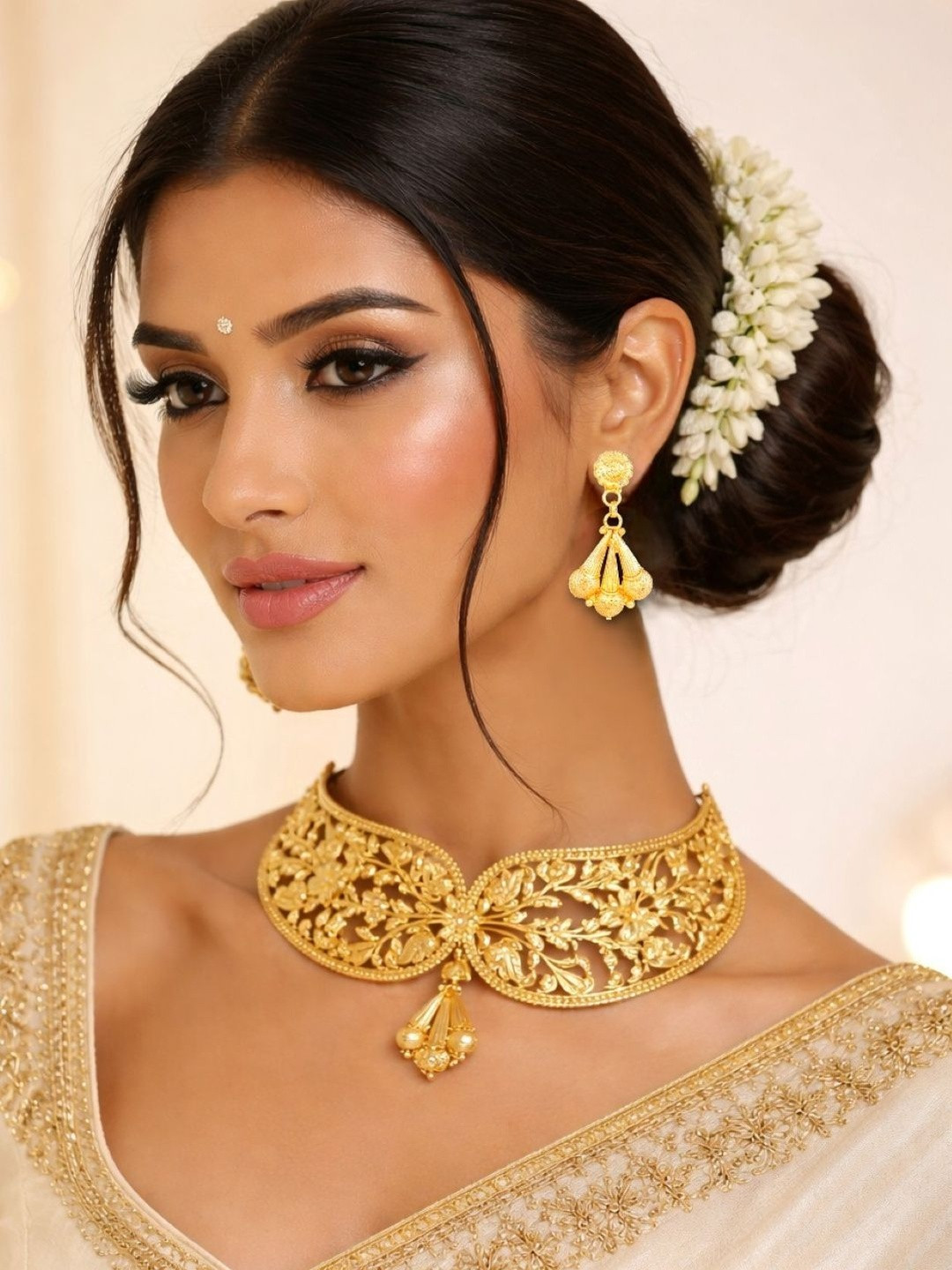 Manikya 24ct Gold-Plated Choker Necklace And Earrings
