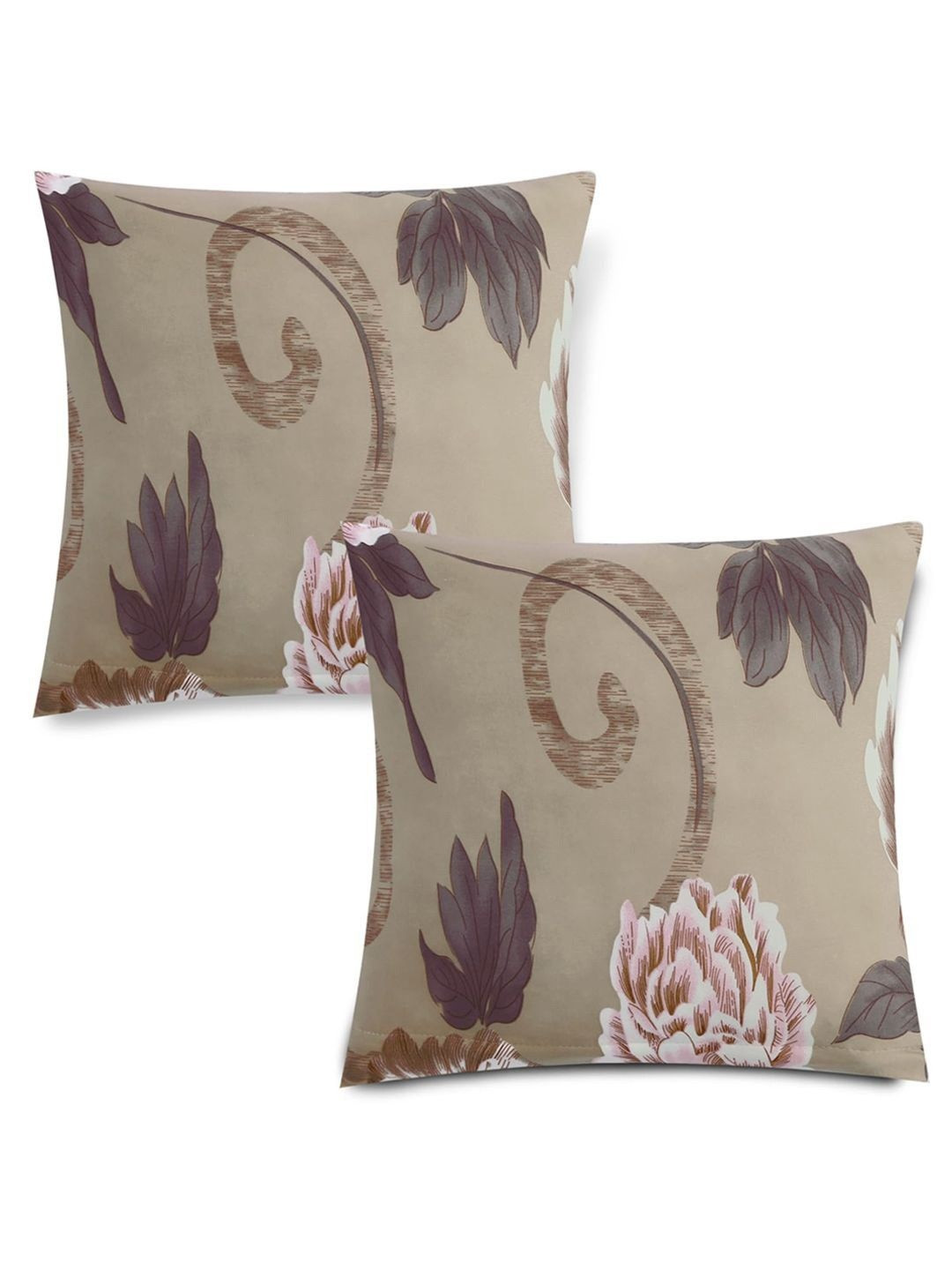 HOKIPO Buff Brown Geum Cushion Cover 16x16 Inch Set of 2