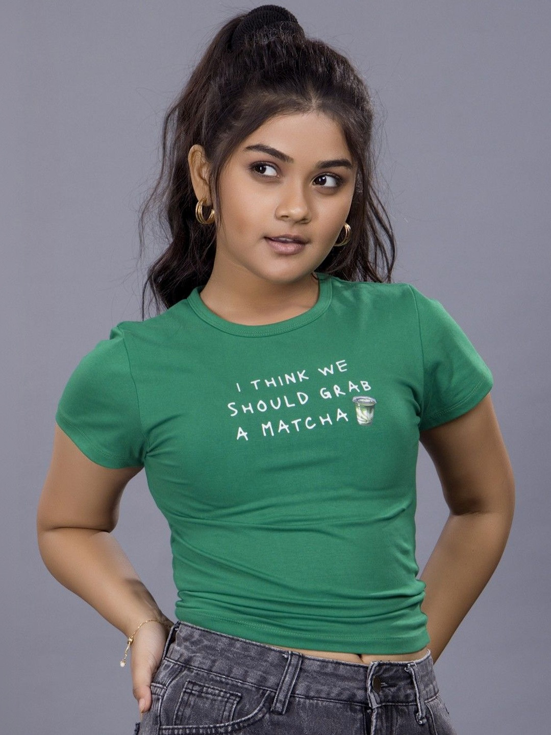 TeenTrums Print Cotton Crop Top