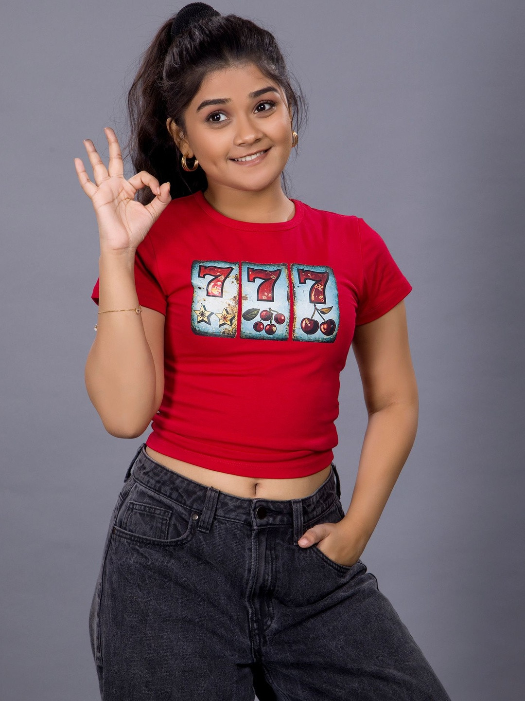 TeenTrums Print Cotton Crop Top