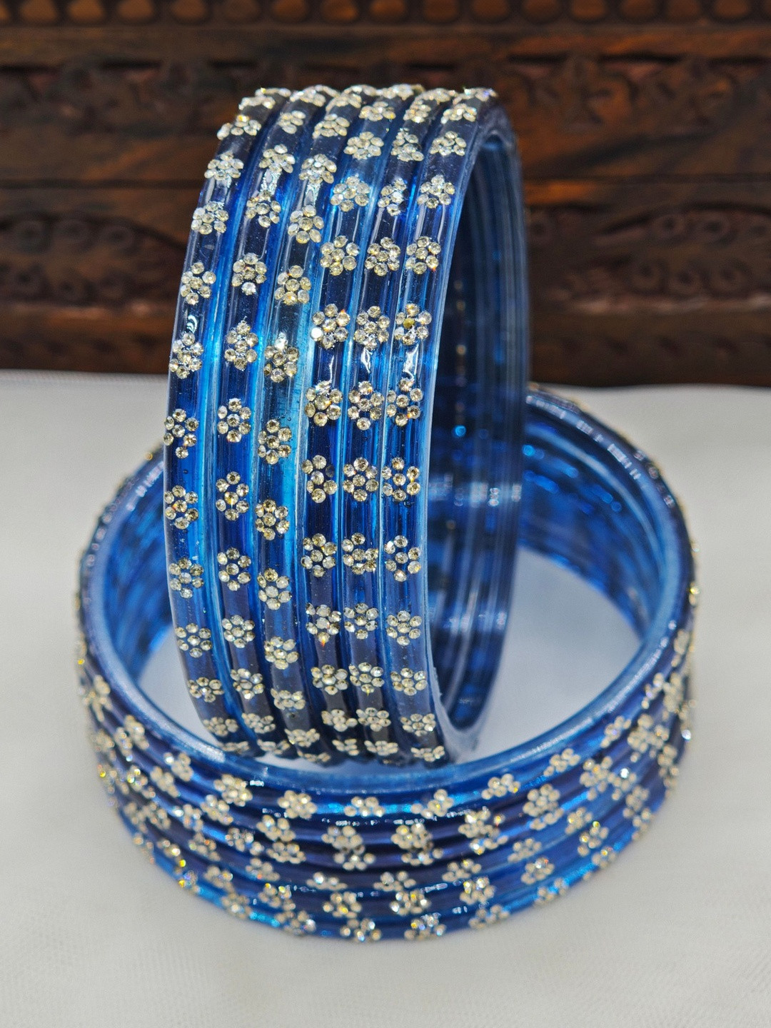 Rajni Floral Stone Studded Glass Bangles