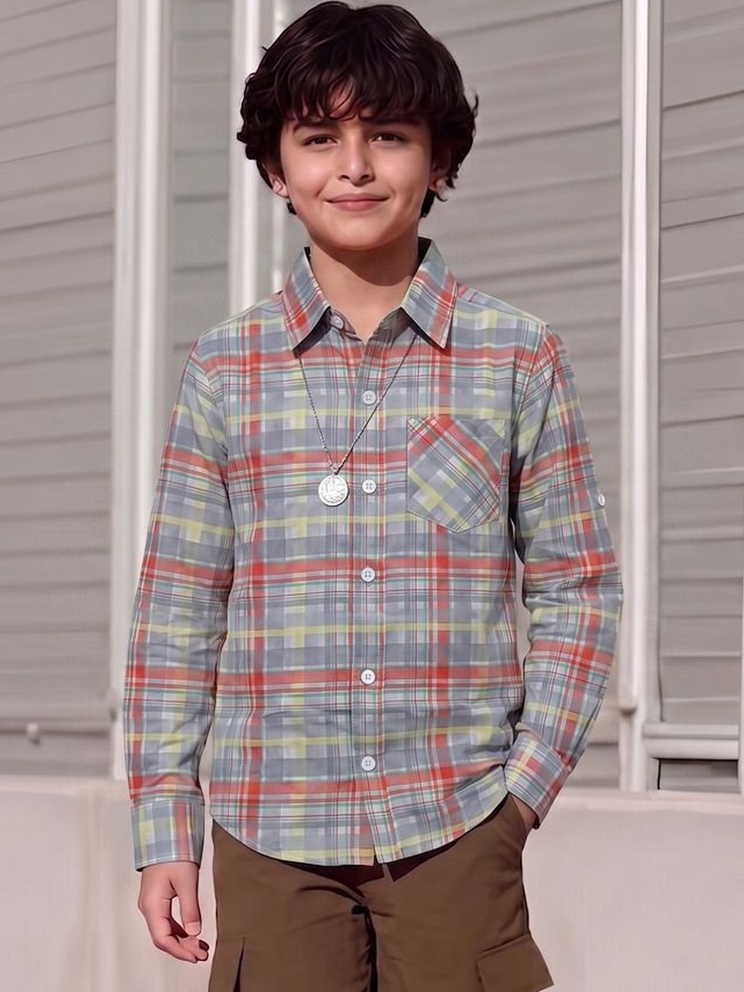 Fraus Boys Tartan Checks Checked Casual Shirt