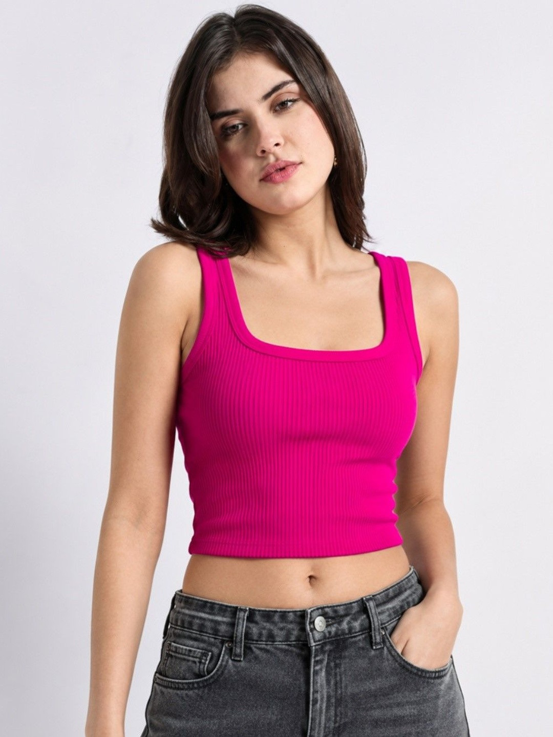 LADYGLOW Cotton Tank Crop Top