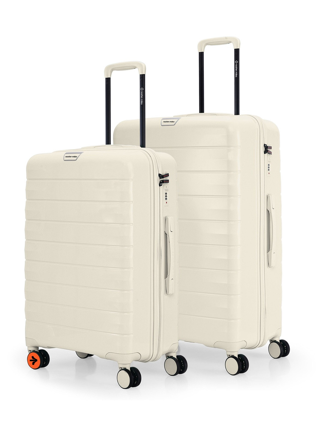 Nasher Miles Vienna Set of 2 Cream 8 Wheels Hardside 65cm & 75cm Combo Trolley Suitcase