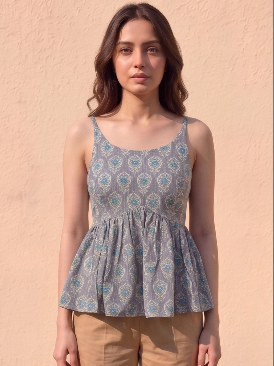 MAAND Print Ethnic Peplum Top