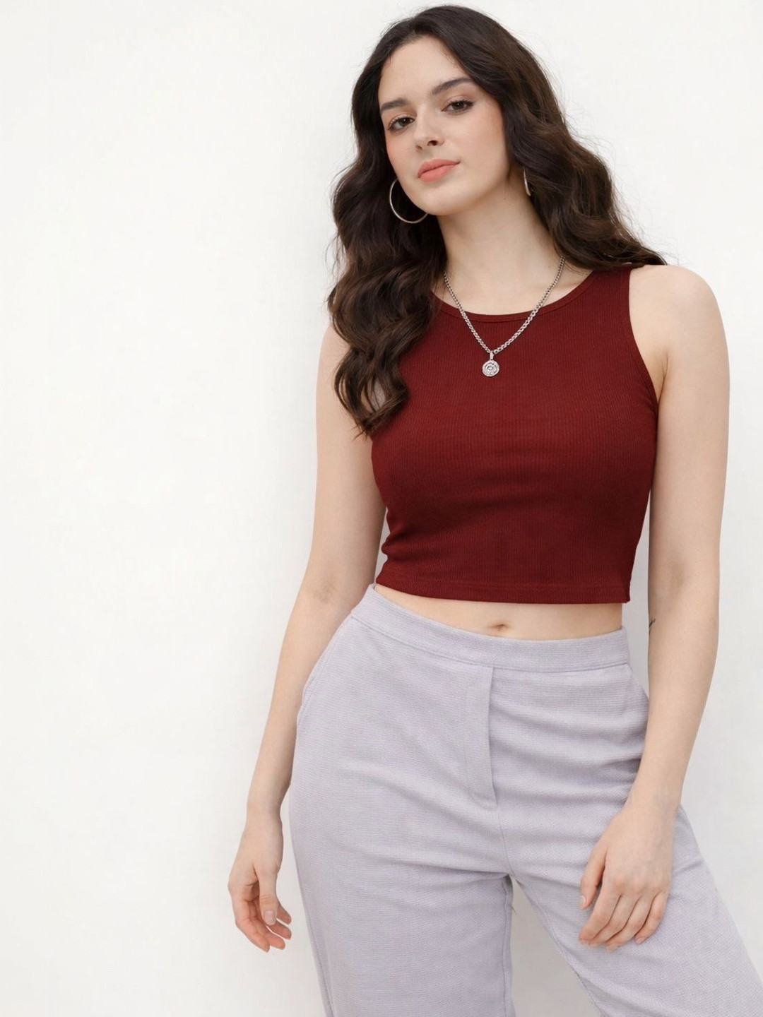 LADYGLOW Cotton Tank Crop Top