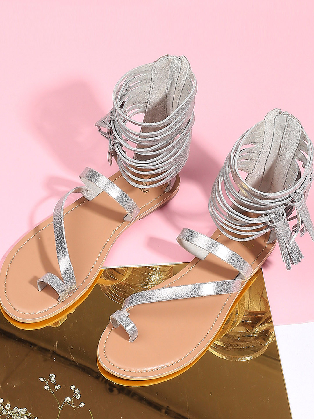 Tao Paris IVY Mid Top Leather Gladiators With Tassels