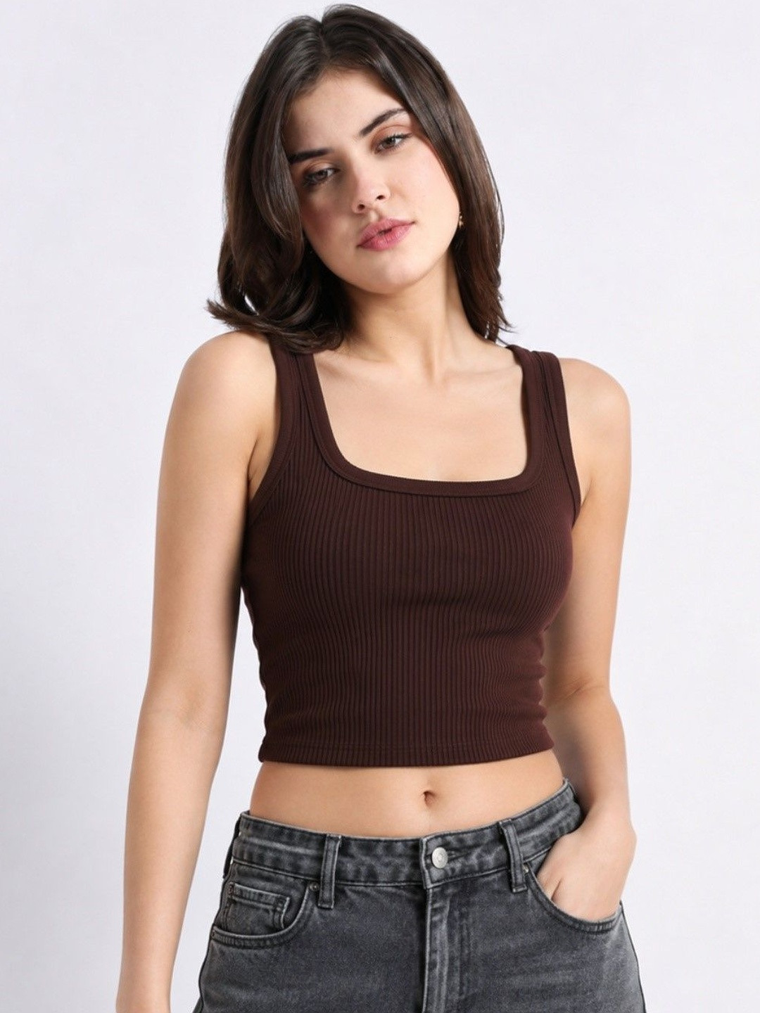 LADYGLOW Cotton Tank Crop Top