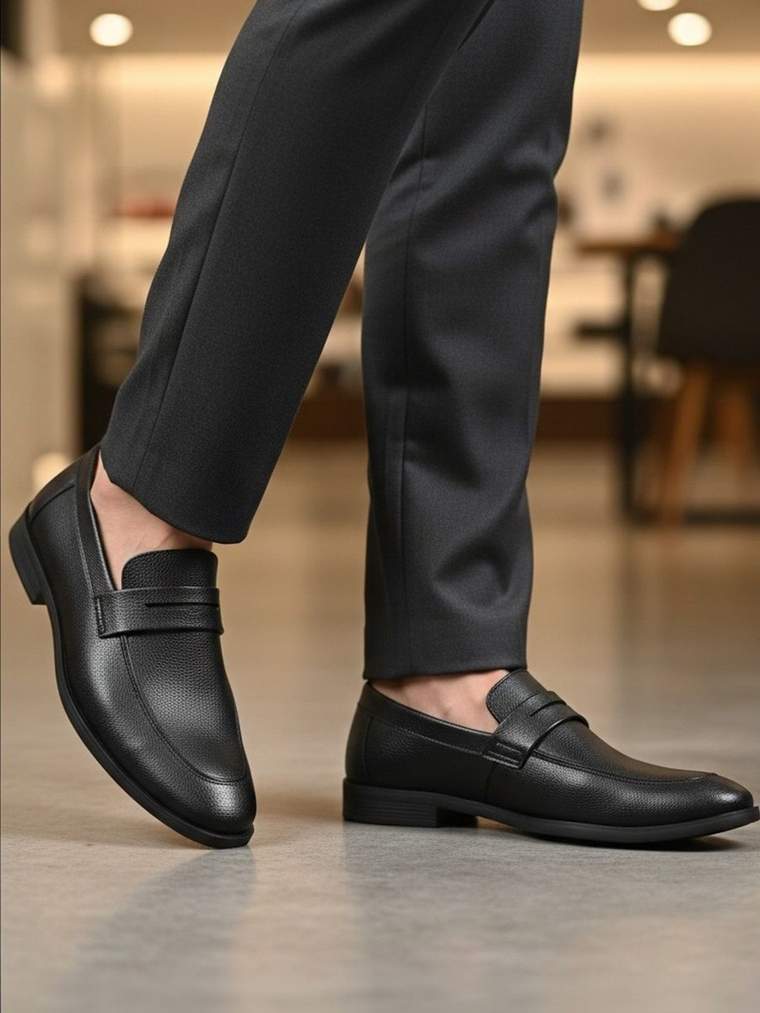 House of Pataudi Men Round Toe Slip-On Formal Shoes