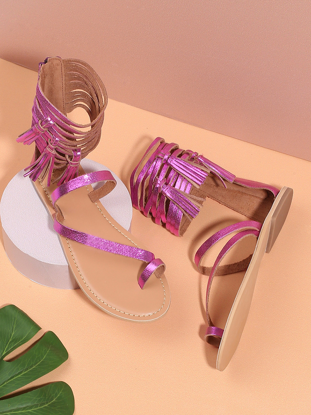 Tao Paris IVY Mid Top Leather Gladiators With Tassels